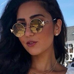 Fendi Round Sunglasses with Gold/ White Arms